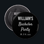 Bröllopsförmån för Bachelor Party Modern Typograph Flasköppnare<br><div class="desc">Den här moderna typografiöppnaren i flaska är en bröllopsförmån för roligten som du kan ge killarna,  inklusive dina marskalkar,  som en gåva från din kandidat. Anpassa med namn och det datum du väljer. Färg i bakgrunden och teckensnittet kan ändras så att det passar dina önskemål.</div>