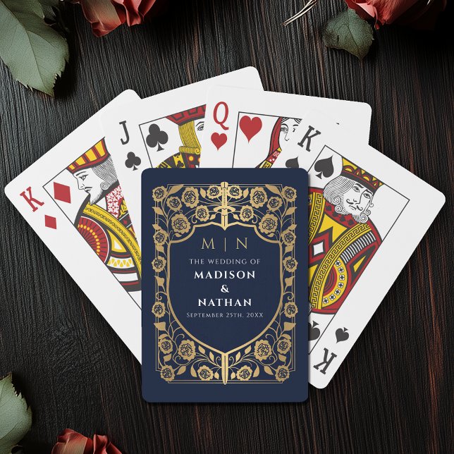 Bröllopsförmån för Guld och Blue Royal Sword Shiel Casinokort (Skapare uppladdad)