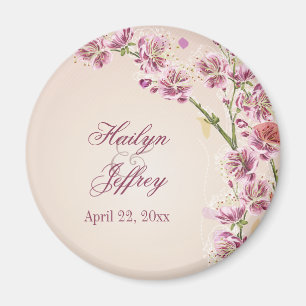 bröllopsförmån för Lilac lila vattenfärblommor Magnet