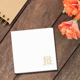 bröllopsförmån för Monogram vapensköld krona guld Post-it Block