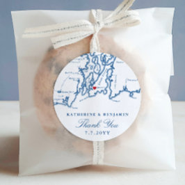 Bröllopsförmån för Newport Rhode island Karta Runt Klistermärke