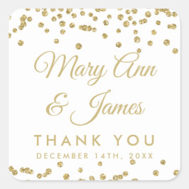 Bröllopsförmån Märkre Guld Faux Glitter Confetti W Fyrkantigt Klistermärke