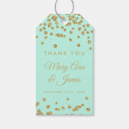 Bröllopsförmån Märkre Guld Glitter Konfetti Mint G Presentetikett