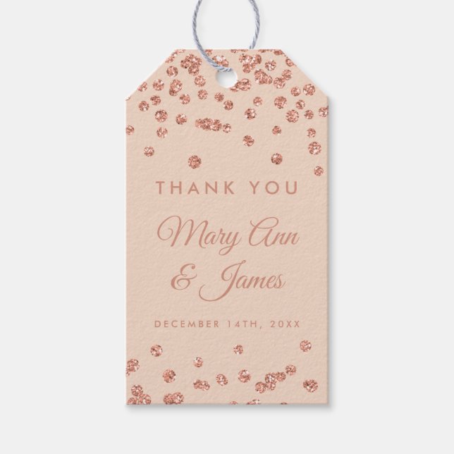 Bröllopsförmån Märkre Ro Guld Glitter Konfetti  Presentetikett (Framsidan)