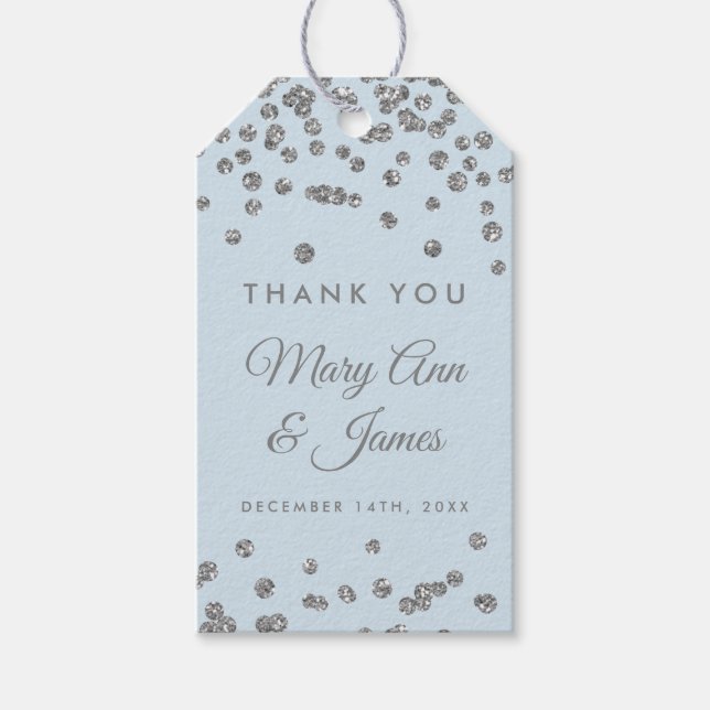 Bröllopsförmån Märkre Silver Glitter Konfetti isbl Presentetikett (Framsidan)