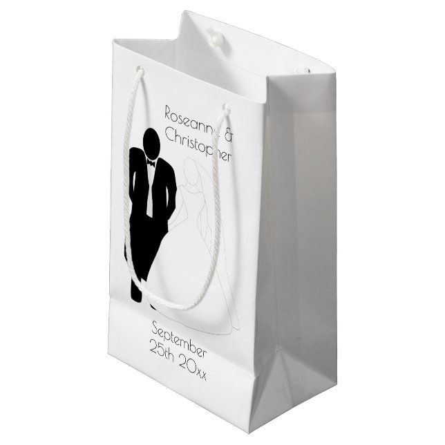 Bröllopsförmånen Small Gift Bag Bride Groom (Framsidan Vinklad)