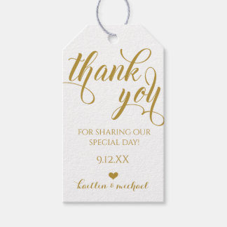 Bröllopsförmånlig Märkre - Swirls Calligraphy (Gul Presentetikett