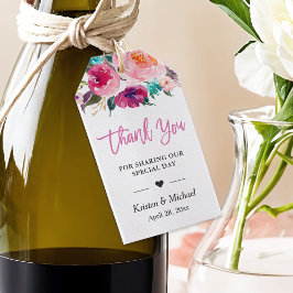 Bröllopsförmånlig Modern Watercolor Blommigt Tack Presentetikett