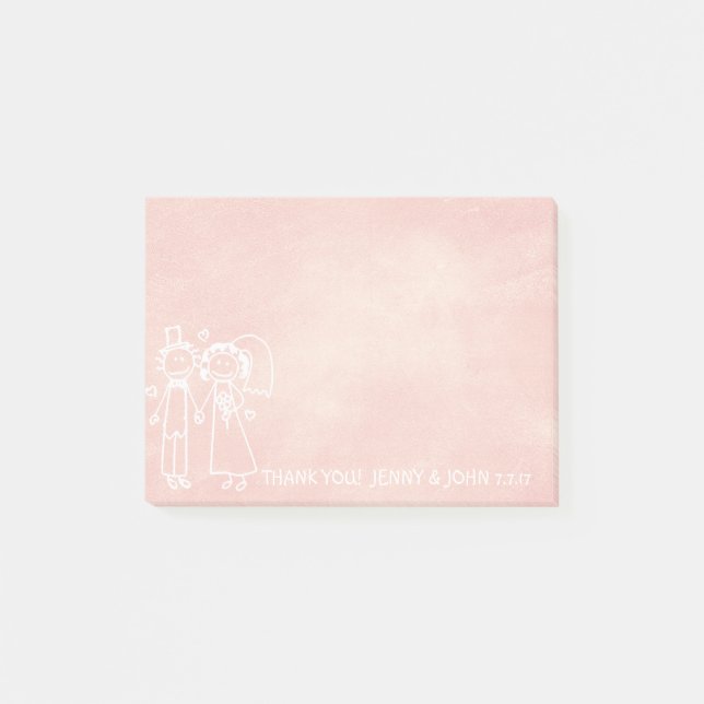 Bröllopsförmånlig Tack-kalkboard Peach Pastel Post-it Block (Framsida)