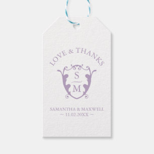 Bröllopsförmånliga Märkre Lilac Monogram Vapensköl Presentetikett