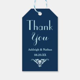 Bröllopsförmånliga Märkre Tack Navy Blue A04 Presentetikett