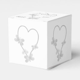 Bröllopsförmånslåda Silver Heart Butterflies Presentaskar