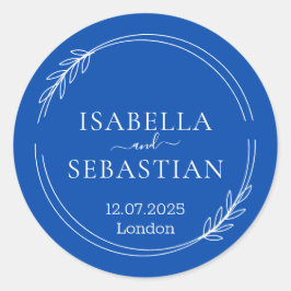 Bröllopsformell koboltblå runt klistermärke