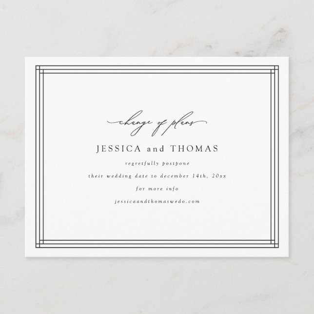 Bröllopsförsening Ändra Datum Chic Fönster Meddelande Vykort (Framsida)