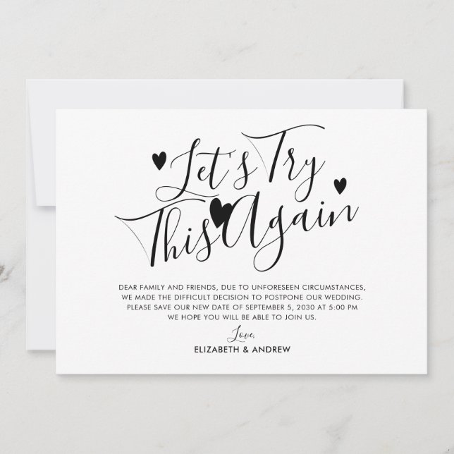 Bröllopsförsening Datumändring Försök Igen Meddelande (Framsida)