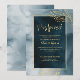 Bröllopsförsening Marinblå och Guld Akvarell Inbjudningar