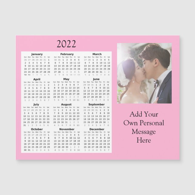 Bröllopsfoto 2022 Mini Kalender Magnetisk Inbjudan Inbjudningskort (Framsida)