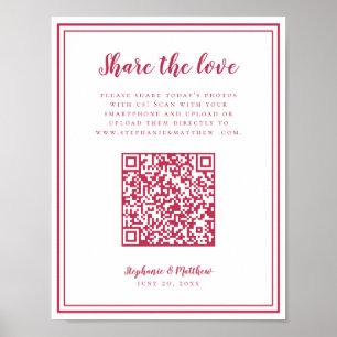 Bröllopsfoto Dela Kärleken QR Skanna Kod Magenta Poster