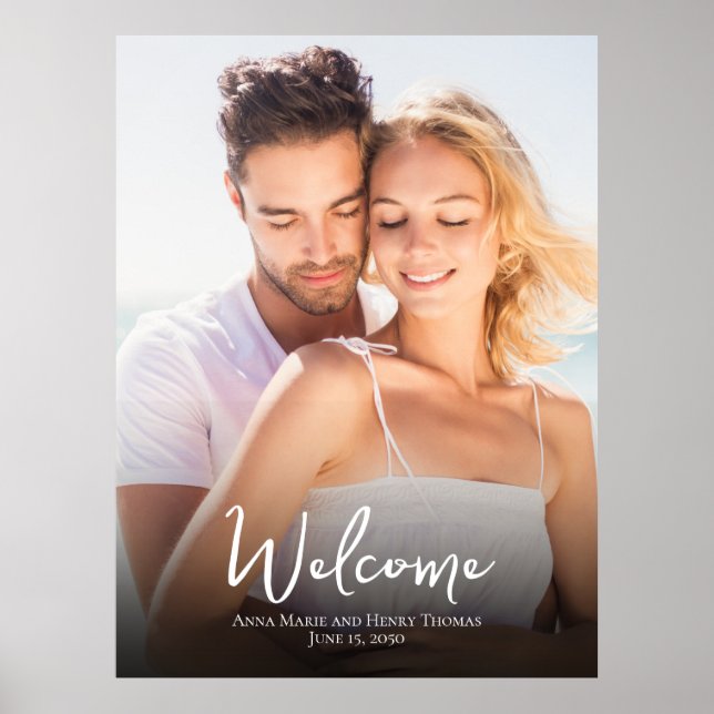 Bröllopsfoto Enkel Modern Kalligrafi Minimalistisk Poster (Framsidan)