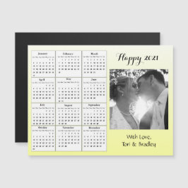 Bröllopsfoto Gul Gradient  Mini 2021 Kalender Magnetisk Inbjudningskort