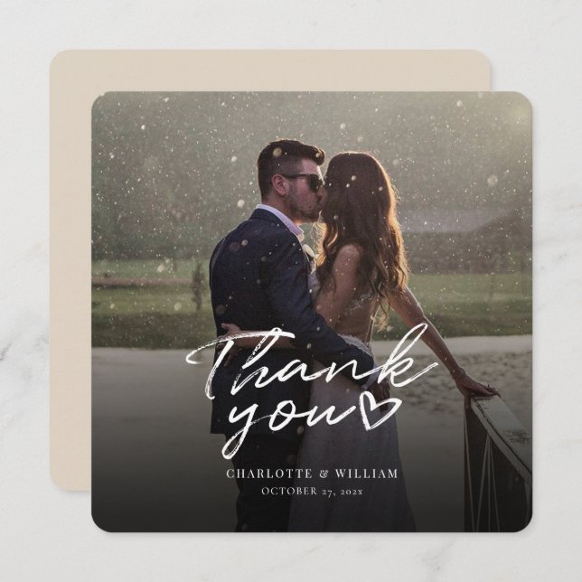 Bröllopsfoto Handskriven Elegant Tack (Fram/baksida)