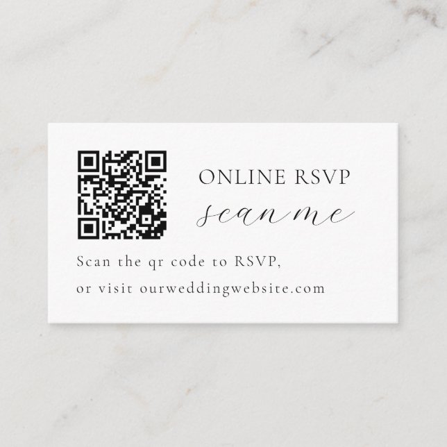 Bröllopsfoto Online RSVP QR-kod, svart & vit Tilläggskort (Framsida)