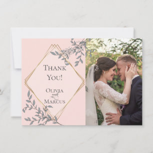 Bröllopsfoto Tack     Coral Floral Kort