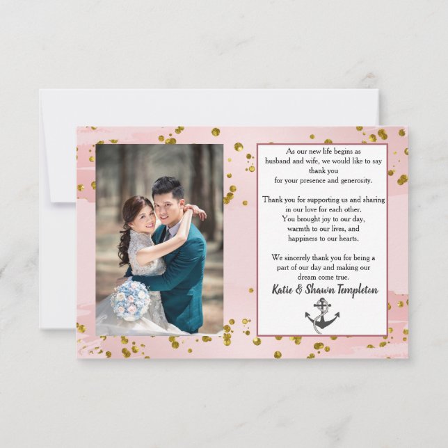 Bröllopsfoto Tack Dubbelsidigt Nautiskt (Baksida)