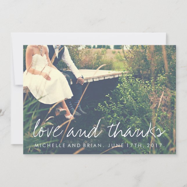 Bröllopsfoto Tackkort med Kärlek och Tacksamhet Tack Kort (Framsida)