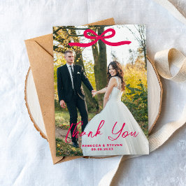 Bröllopsfoto Tacksamt Gästpåminnelse Rosa Slinga Tack Kort