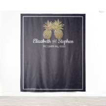 Bröllopsfotobås Bakgrund Guld Ananas Paret