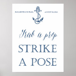 Bröllopsfotobås skylt, nautisk stil poster