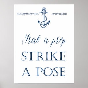 Bröllopsfotobås skylt, nautisk stil poster