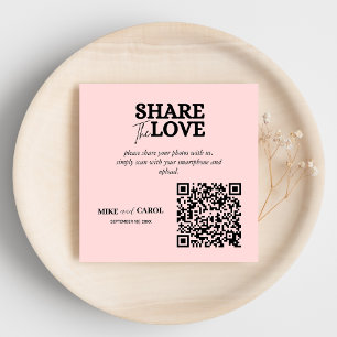 Bröllopsfotodelning med QR-kod i rosa nyans Tilläggskort