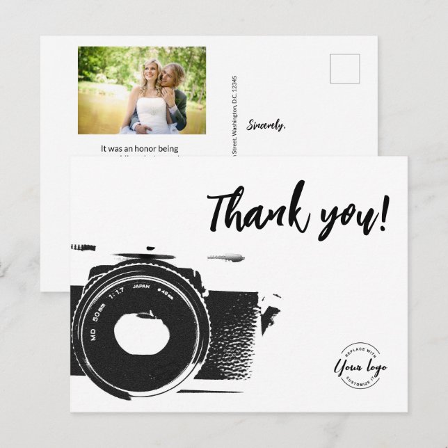 Bröllopsfotograf Anpassad logotyp Foto Vykort (Fram/baksida)