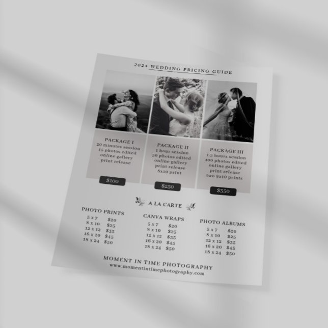 Bröllopsfotografering Prisguide Försäljningsblad Reklamblad (Skapare uppladdad)