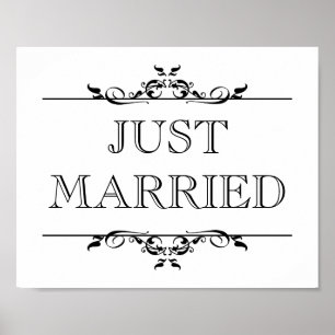 Bröllopsfototillbehör Just Married öppet rullgardi Poster