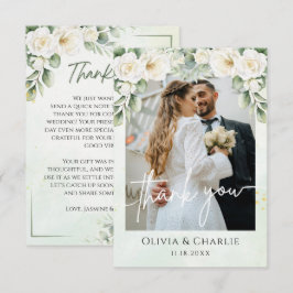 Bröllopsfotots Tackkort Med Blommotiv Tack Kort