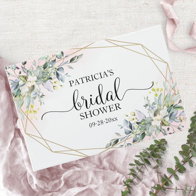 Bröllopsgäst grönska eukalyptus geometrisk gästböcker (Skapare uppladdad)