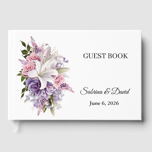 Bröllopsgästbok med blommotiv gästböcker (Framsida)