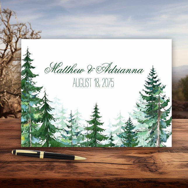 Bröllopsgästbok med gran gästböcker (Watercolor fir tree wedding and event guest book. Simply add your text.)