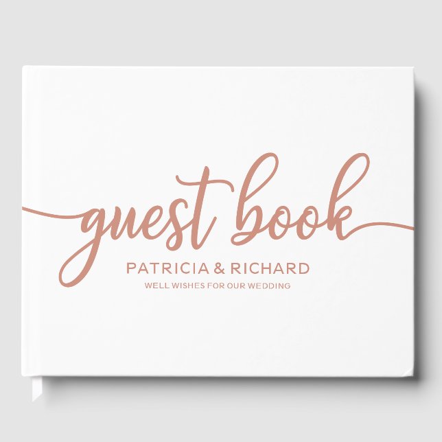 Bröllopsgästbok Rose Gold Chic Kalligrafi Gästböcker (Framsida)