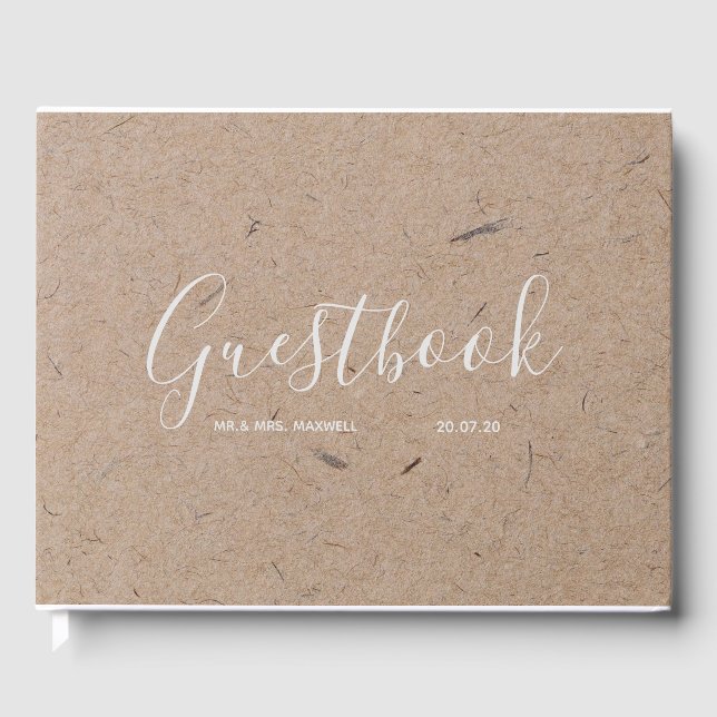 Bröllopsgästbok | Rustik Kraft Papper Chic Gästböcker (Framsida)
