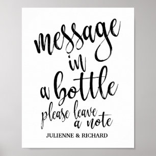 Bröllopsgästbokskylt 8x10 Message in a Bottle Poster