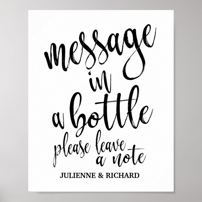 Bröllopsgästbokskylt 8x10 Message in a Bottle Poster (Framsidan)