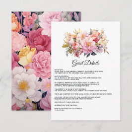 Bröllopsgästinformation med Rosa och Guld Blommor Tilläggskort