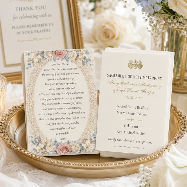 Bröllopsgåva Äktenskap Bön Minnessaker  Visitkort (A timeless Catholic wedding favor your guests will treasure for years to come.)