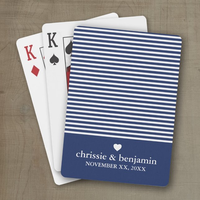 Bröllopsgåva Anpassad Brud Brudgum Datum Rand Spelkort (Wedding and Anniversary Playing Cards - Personalize with your information)
