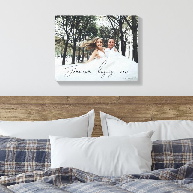 Bröllopsgåva för nygifta Foto för evigt Canvastryck (Insitu (sovrum))
