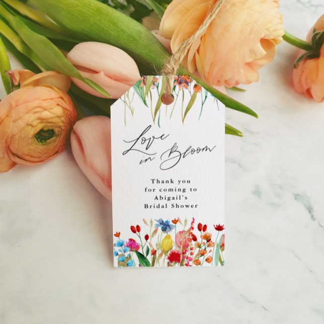 Bröllopsgåva med vilda blommor för brudens shower presentetikett (Skapare uppladdad)